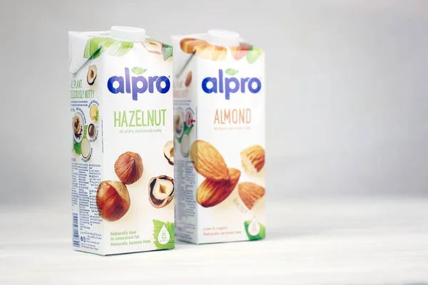 Kharkov Ukraine July 2020 Alpro Almond Hazelnut Milk Pack Produced — 图库照片