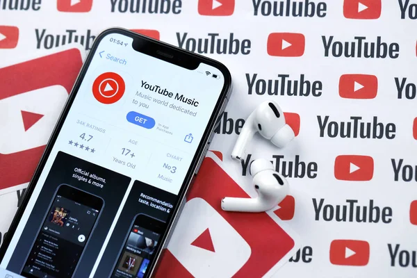 Kharkov Ukraine Mars 2021 Youtube Musik Ikon Och Ansökan Från — Stockfoto