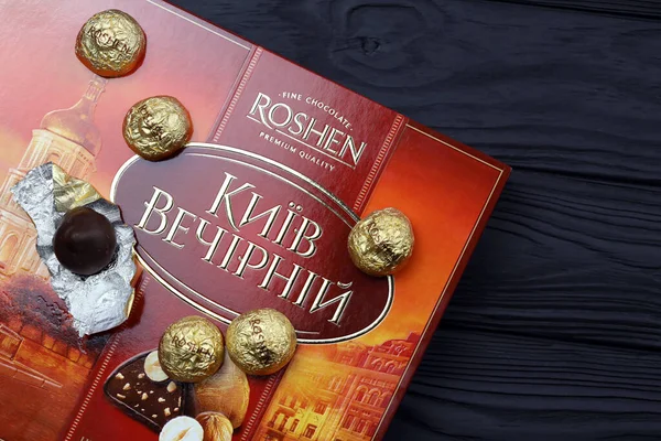 Харков Украина Января 2021 Коробка Шоколадных Конфет Rochen Корпорация Roshen — стоковое фото
