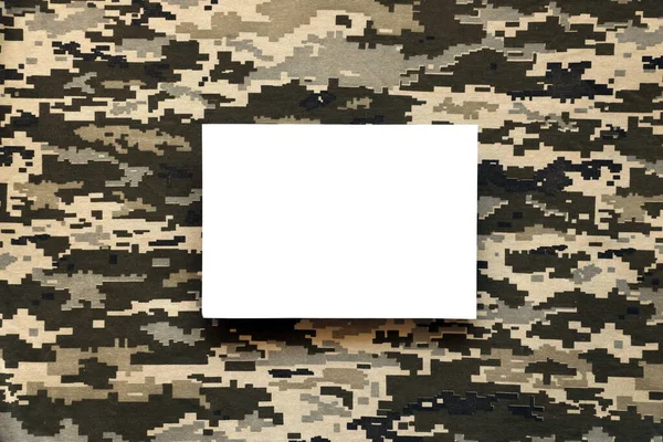 Stof Met Textuur Van Oekraïense Militaire Pixeled Camouflage Wit Blanco — Stockfoto