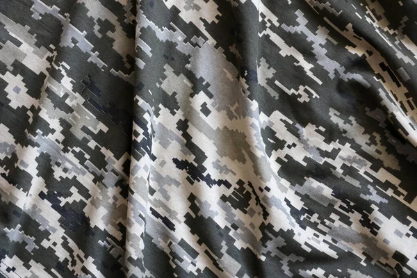 Ukrayna Askeri Piksel Kamuflaj Dokusuna Sahip Kumaş Gri Kahverengi Yeşil — Stok fotoğraf