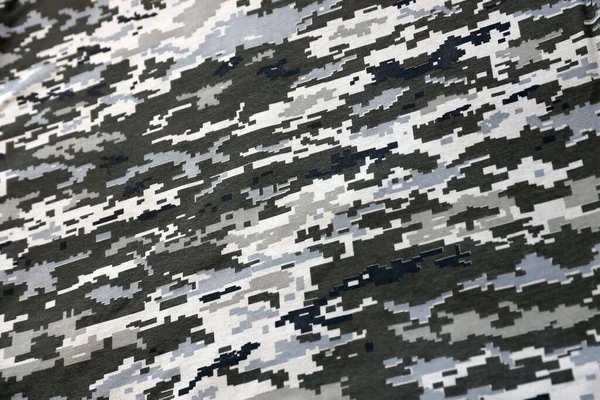 Fabric Texture Ukrainian Military Pixeled Camouflage Cloth Camo Pattern Grey — Stock Photo, Image