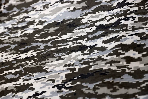 Ukrayna Askeri Piksel Kamuflaj Dokusuna Sahip Kumaş Gri Kahverengi Yeşil — Stok fotoğraf