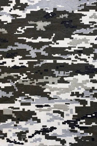 Fabric Texture Ukrainian Military Pixeled Camouflage Cloth Camo Pattern Grey — Stock Photo, Image