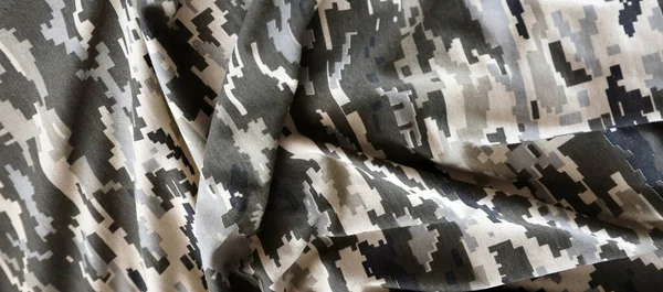 Tejido Con Textura Camuflaje Pixelado Militar Ucraniano Paño Con Patrón — Foto de Stock