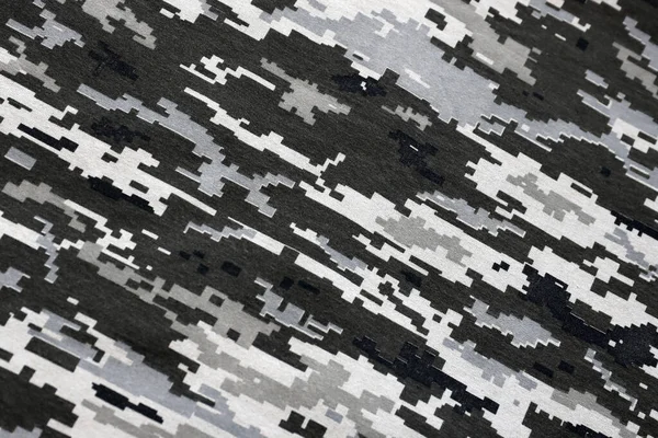 Fabric Texture Ukrainian Military Pixeled Camouflage Cloth Camo Pattern Grey — Stock Photo, Image