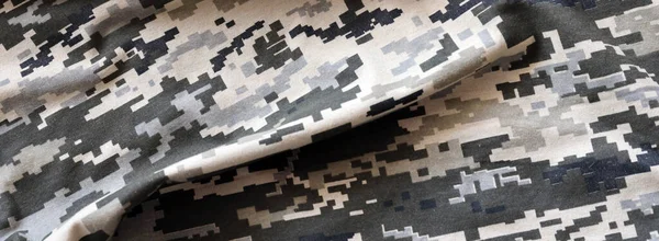 Fabric Texture Ukrainian Military Pixeled Camouflage Cloth Camo Pattern Grey — Stock Photo, Image