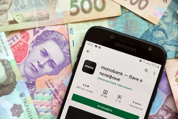 Ternopil Ukraine April 2022 Monobank Banking Application Smartphone Screen Monobank — Stockfoto