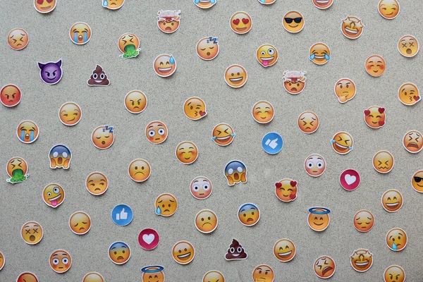 Ternopil Ukraine April 2022 Large Set Stickers Emoji Yellow Faces — Foto Stock