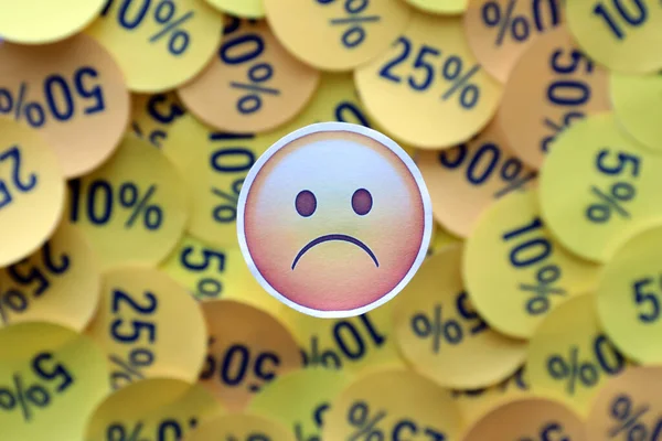 Ternopil Ukraine April 2022 Olycklig Emoji Klistermärke Stora Mängder Gula — Stockfoto