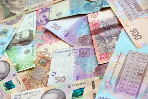 Ukrainische Geldscheine Machen Dicht Große Menge Griwna Scheinen Auf Dem — Stockfoto