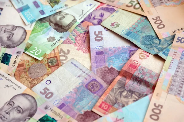 Ukrainische Geldscheine Machen Dicht Große Menge Griwna Scheinen Auf Dem — Stockfoto