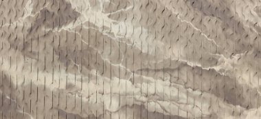 Eski tarz dekoratif desenli sarı desenli düz olmayan gerçek taş duvar yüzeyi çimentoyla. Gündüz vakti güneş ışığıyla kaplı eski kutsal mezar cephesi