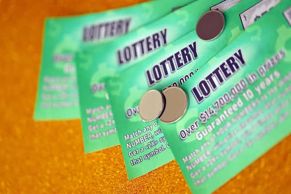 Vue Rapprochée Des Cartes à Gratter De Loterie Verte Et Des