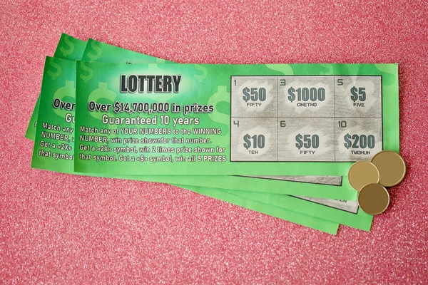 Close View Green Lottery Scratch Cards Many Used Fake Instant — Stock Photo, Image