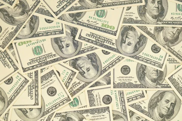 Una Pila Cien Billetes Estadounidenses Con Retratos Presidenciales Efectivo Billetes — Foto de Stock