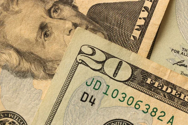 Big Amount Old Dollar Bills Details Macro Photography Money Earnings — Stockfoto