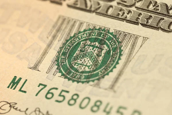 Makro Częścią Banknotu Dolarów Banknot Dolarów Zamyka Zdjęcie Wysokiej Rozdzielczości — Zdjęcie stockowe