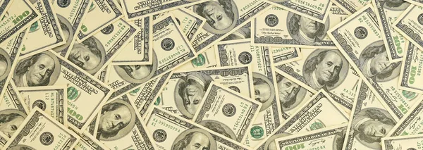 Pile One Hundred Banknotes President Portraits Cash Hundred Dollar Bills — Stockfoto