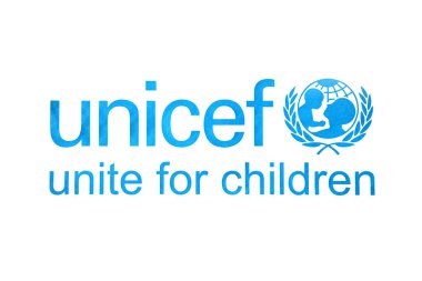 TERNOPİL, UKRAINE - 2 Mayıs 2022: Tekli logo kağıda basıldı. Unicef, gelişmekte olan ülkelerdeki çocuklara insani ve gelişim yardımı sağlayan bir Birleşmiş Milletler programıdır.