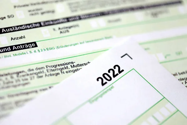 Γερμανικό Έντυπο Δήλωσης Ετήσιου Φόρου Εισοδήματος Για Έτος 2022 Έννοια — Φωτογραφία Αρχείου