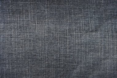 Koyu mavi kot kumaşın detaylı soyut dokusu. Eski kullanılmış kot pantolon kumaşının arkaplan resmi