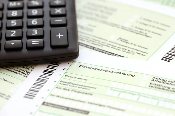 Declaração Declaração Imposto Renda Anual Alemão Calculadora Encontra Tabela Contador — Fotografia de Stock