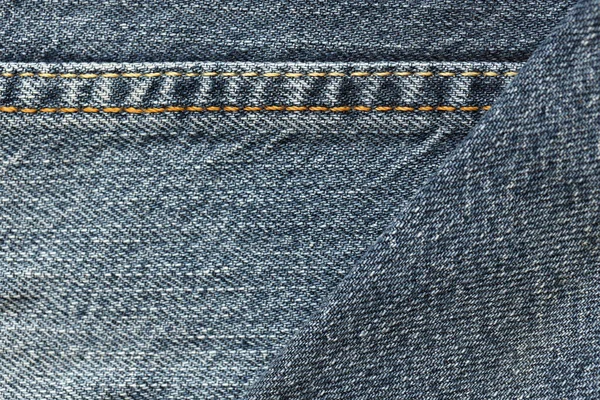 深蓝色斜纹棉布的详细抽象纹理 旧斜纹棉布长裤面料的背景图像 — 图库照片