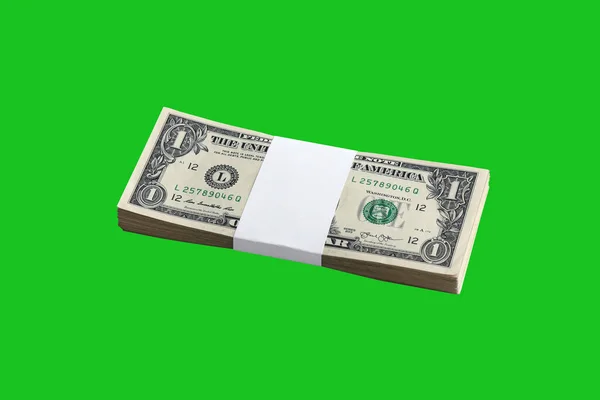 Paquete Billetes Dólar Estadounidense Aislados Verde Croma Keyer Pack Dinero — Foto de Stock