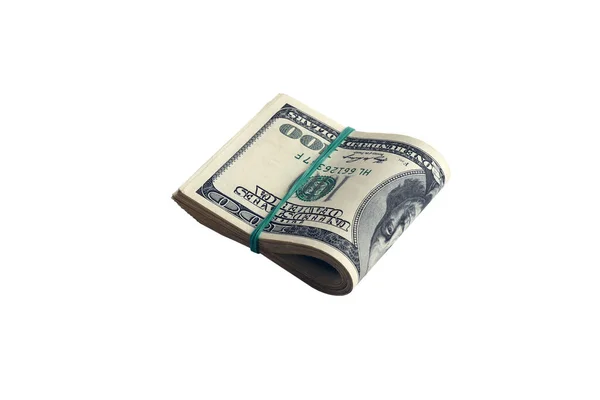 Egy Halom Dollárost Elszigeteltek Fehéren Pack Amerikai Pénz Nagy Felbontású — Stock Fotó