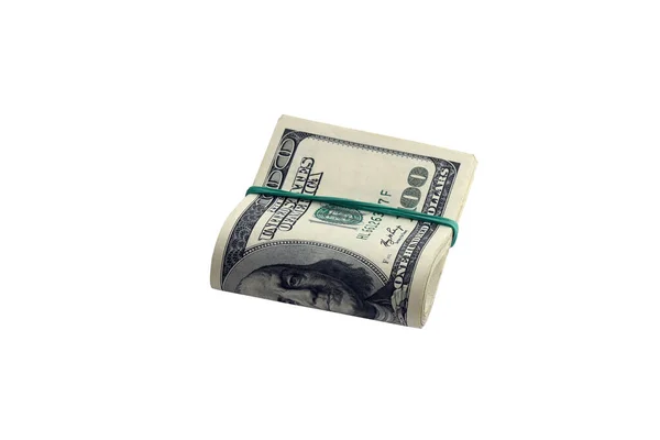 米ドル紙幣の束は 白で隔離されました デザインの対象として完璧な白の背景に高解像度のアメリカのお金のパック — ストック写真
