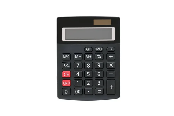 Big Black Rectangular Calculator Solar Panel Two Red Buttons Isolated — Stock Photo, Image