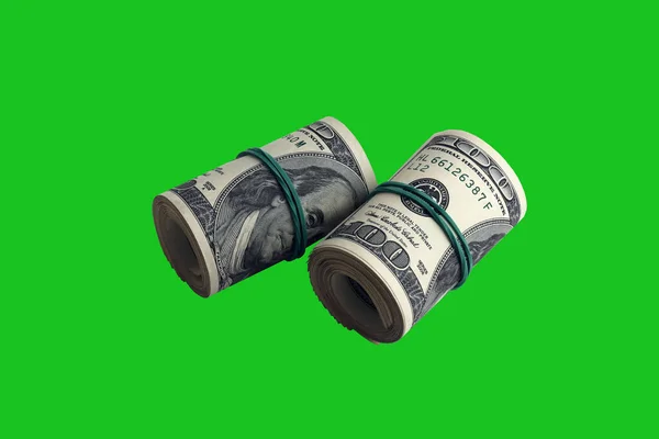 Paquete Billetes Dólar Estadounidense Aislados Verde Croma Keyer Pack Dinero —  Fotos de Stock