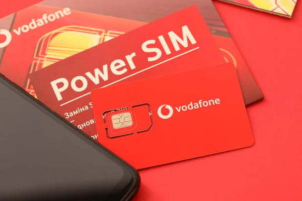 Ternopil Ukraine July 2022 Vodafone Power Sim Mobile Card Vodafone — стокове фото