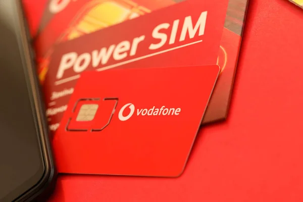 Ternopil Ukraine July 2022 Vodafone Power Sim Mobile Card Vodafone — стокове фото