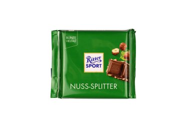 KHARKIV, UKRAINE - 8 Aralık 2020: Ritter Spor Çikolata Ürünü. Ritter Spor şirketi 1912 yılında Almanya 'nın Stuttgart-Bad Cannstatt kentinde kuruldu.