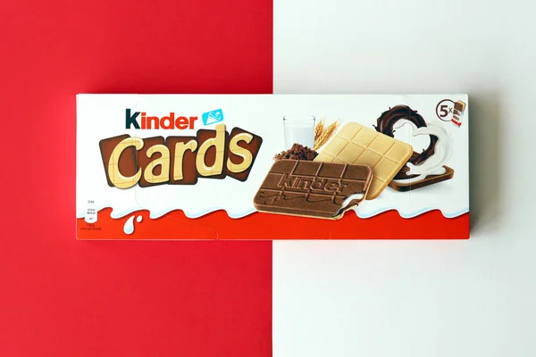 Ternopil Ucrânia Junho 2022 Embalagens Produtos Kinder Chocolate Cards Kinder — Fotografia de Stock