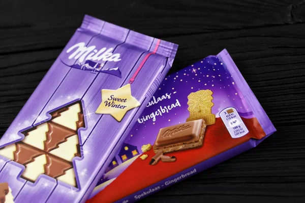 Kharkiv Ukraine January 2021 Milka Sweet Winter Spekulaas Gingerbread Chocolate — Stock fotografie