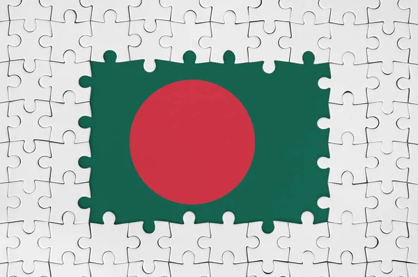 Bangladéšská Vlajka Rámu Bílých Dílků Skládačky Chybějícími Středovými Částmi — Stock fotografie