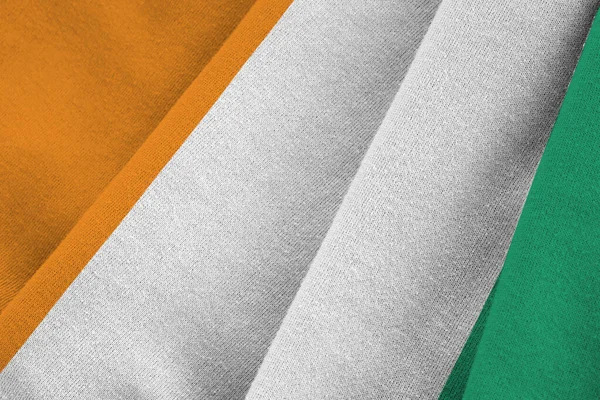 Прапор Кот Івуар Великими Складками Махають Під Освітленням Студії Офіційні — стокове фото