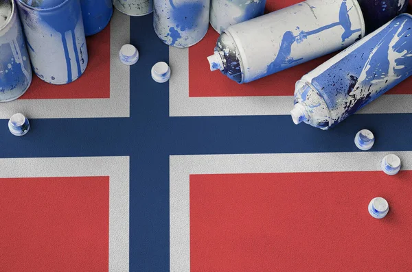 Норвезький Прапор Мало Хто Використовував Аерозольні Балончики Графіті Концепція Вуличного — стокове фото