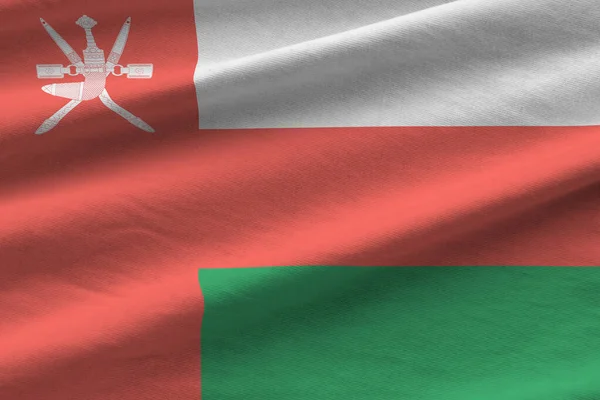 Bandera Omán Con Grandes Pliegues Ondeando Cerca Bajo Luz Del — Foto de Stock