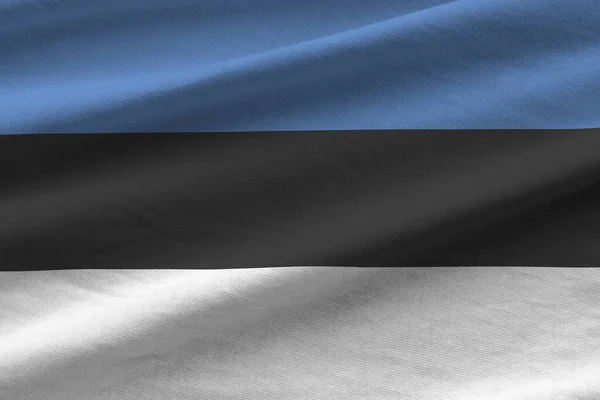 Estonia Bandiera Con Grandi Pieghe Sventolando Vicino Sotto Luce Studio — Foto Stock