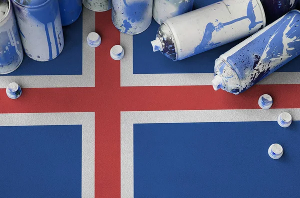 Islanda Bandiera Pochi Utilizzati Bombolette Spray Aerosol Pittura Graffiti Street — Foto Stock