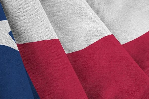 Texaská Americká Státní Vlajka Velkými Záhyby Vlnícími Zblízka Pod Studiovým — Stock fotografie