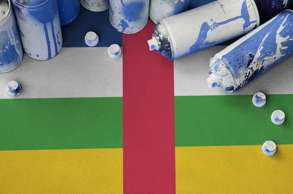 Flagge Der Zentralafrikanischen Republik Und Nur Wenige Benutzten Spraydosen Für — Stockfoto