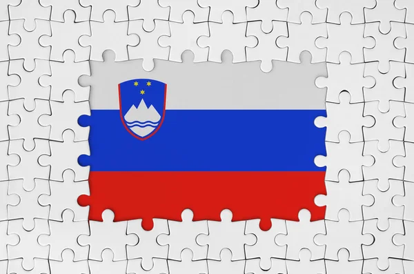 Прапор Словенії Рамі Білих Головоломок Відсутніми Центральними Частинами — стокове фото