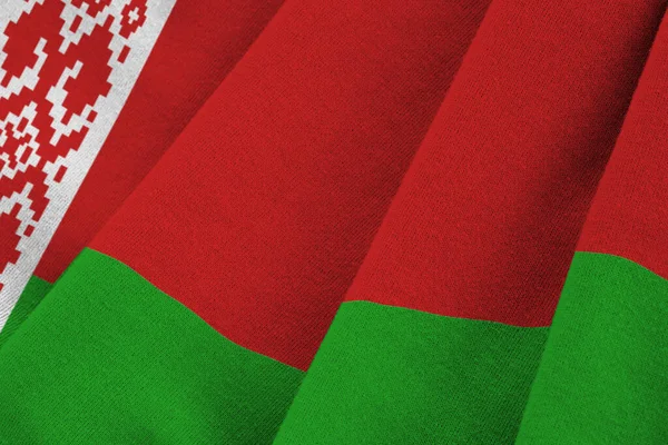 Belarus Flag Big Folds Waving Close Studio Light Indoors Official — Stock Photo, Image