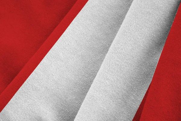 Peru Vlajka Velkými Záhyby Mává Zblízka Pod Studiovým Světlem Uvnitř — Stock fotografie
