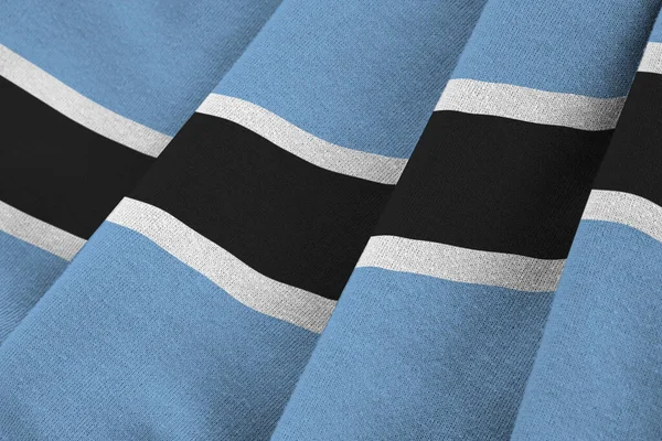 Bandiera Botswana Con Grandi Pieghe Che Sventolano Vicino Sotto Luce — Foto Stock